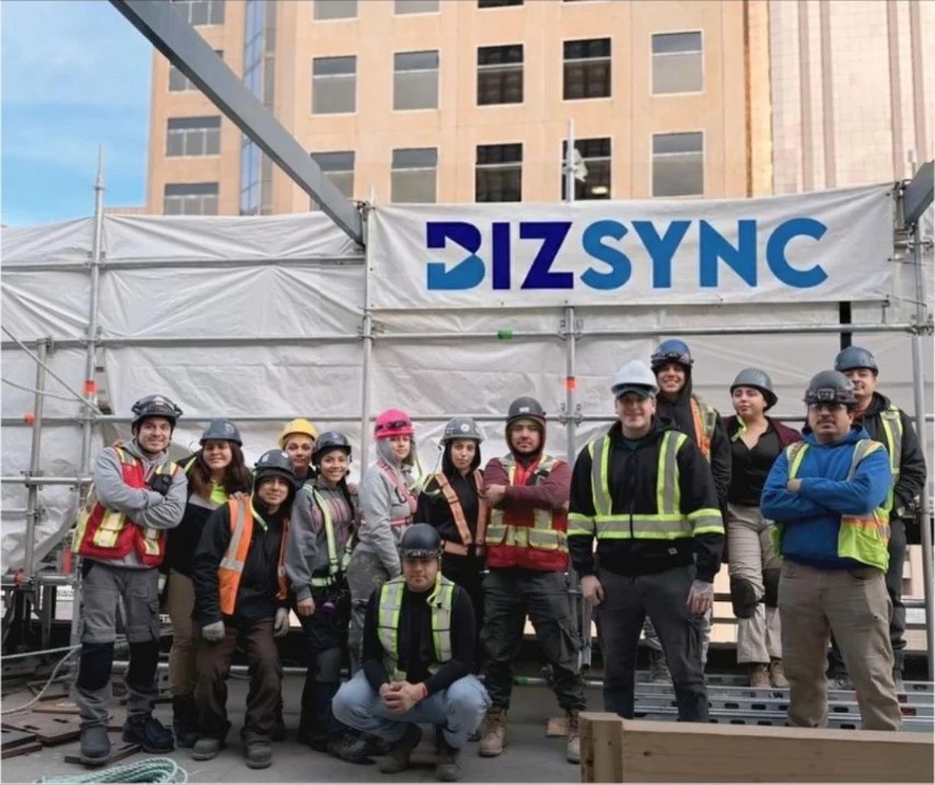 Workers reviewing plans
